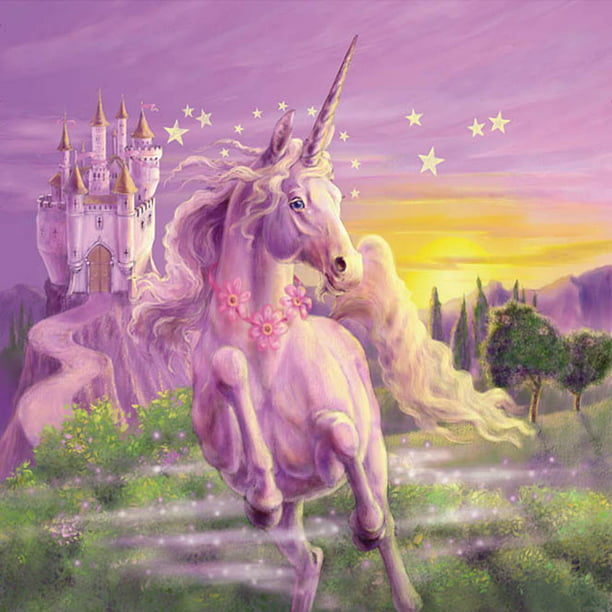Colorful Unicorn Princess Fairy Castle Paint By Numbers Kit DIY Painting Canvas 